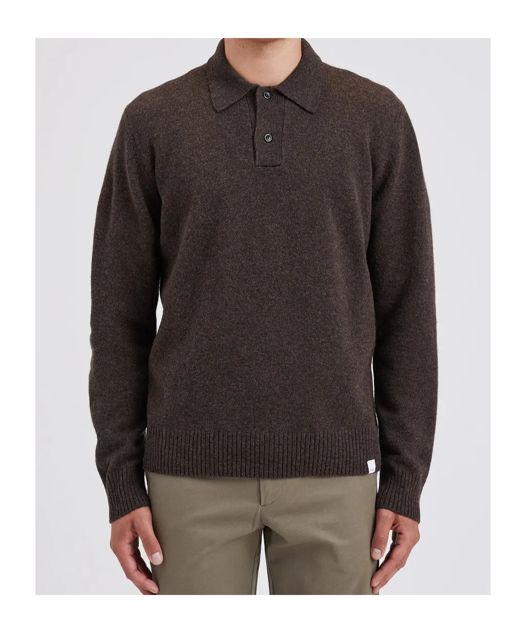Long-Sleeved Wool Polo Shirt