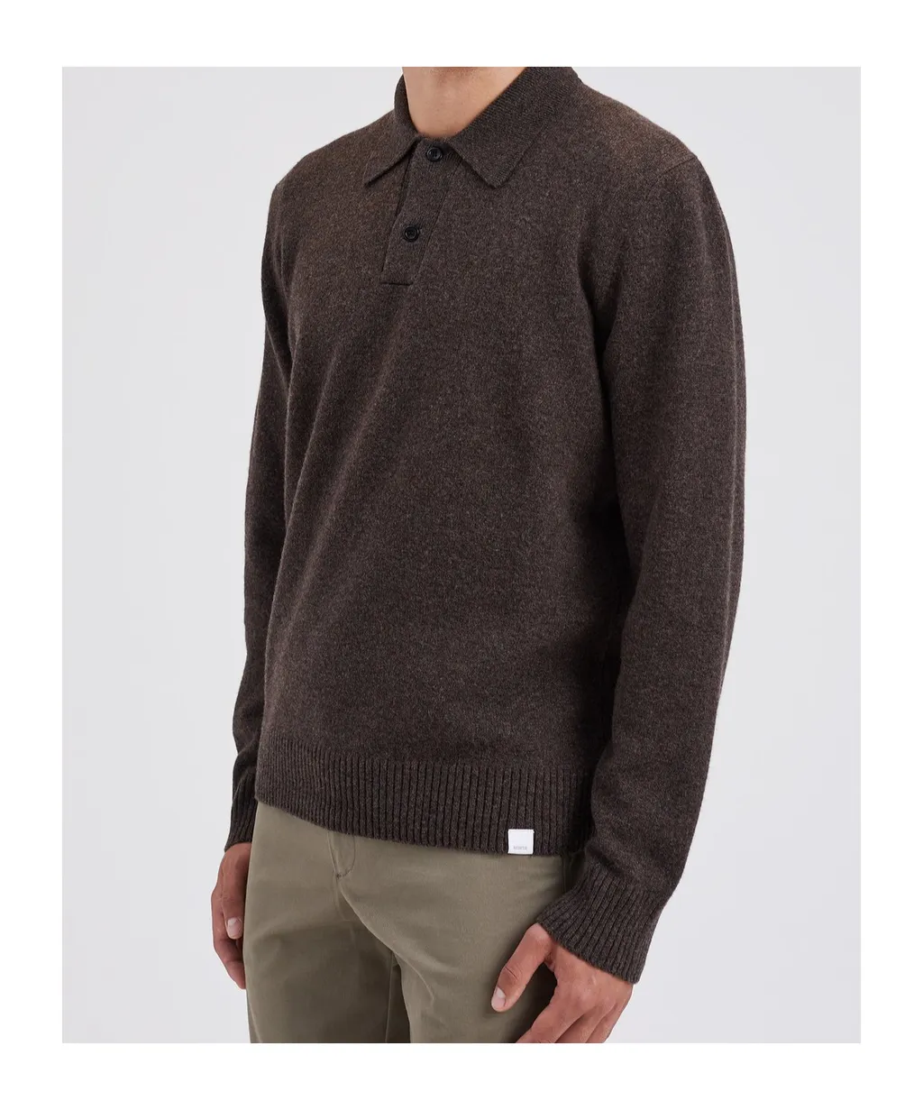 Long-Sleeved Wool Polo Shirt