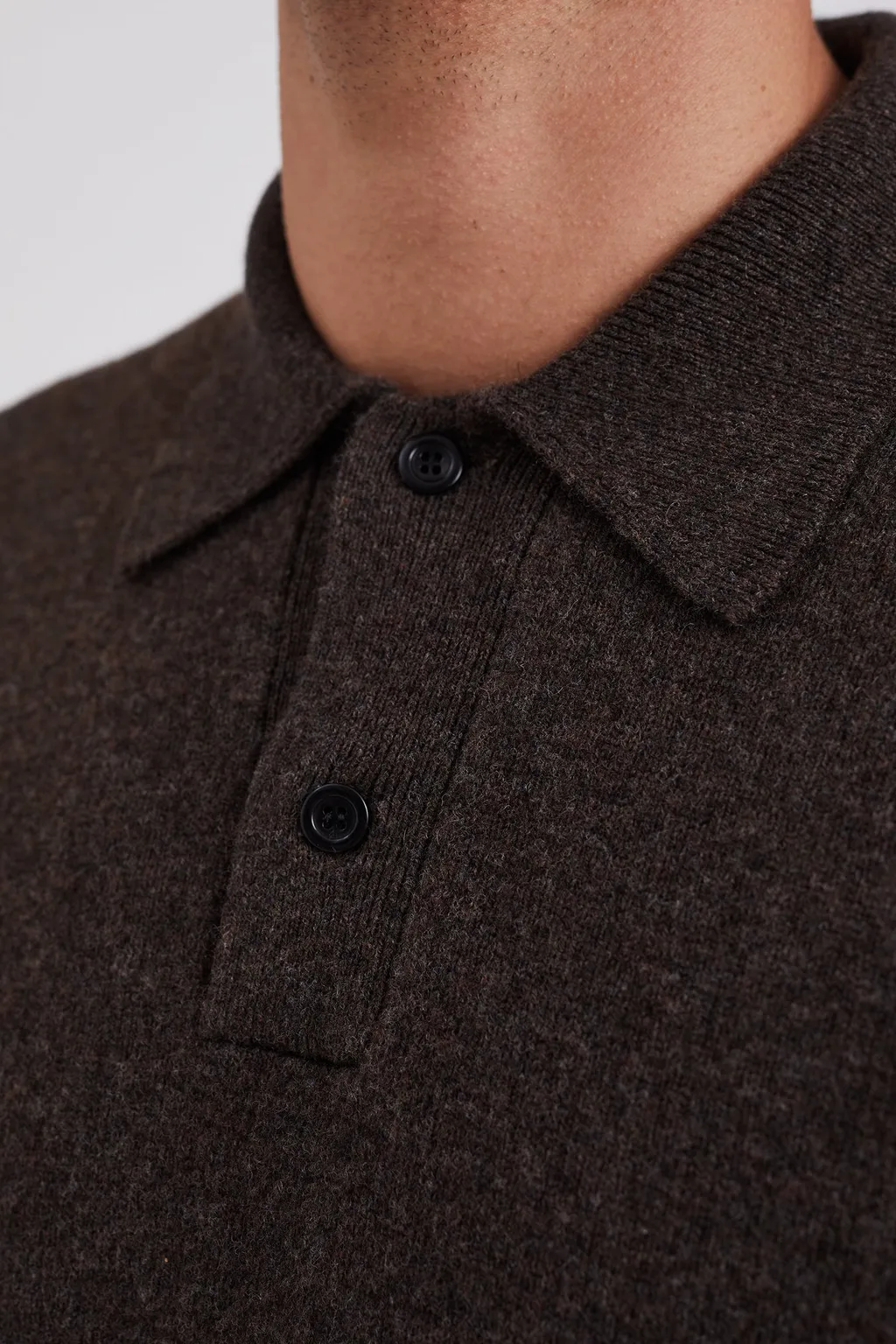 Long-Sleeved Wool Polo Shirt