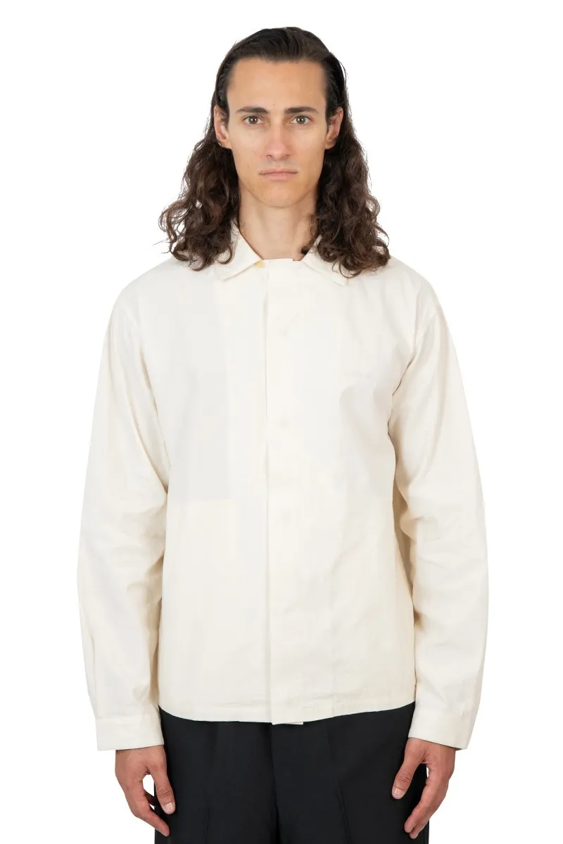 Patch-Detail Spread-Collar Cotton Shirt