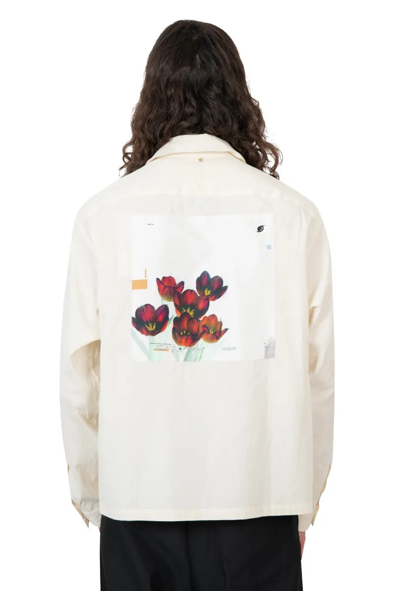 Patch-Detail Spread-Collar Cotton Shirt