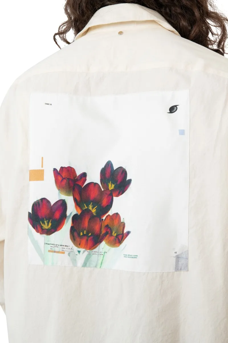 Patch-Detail Spread-Collar Cotton Shirt