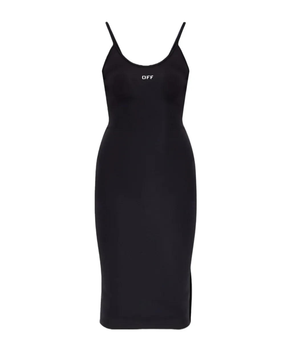 Logo Embroidered Strappy Midi Dress