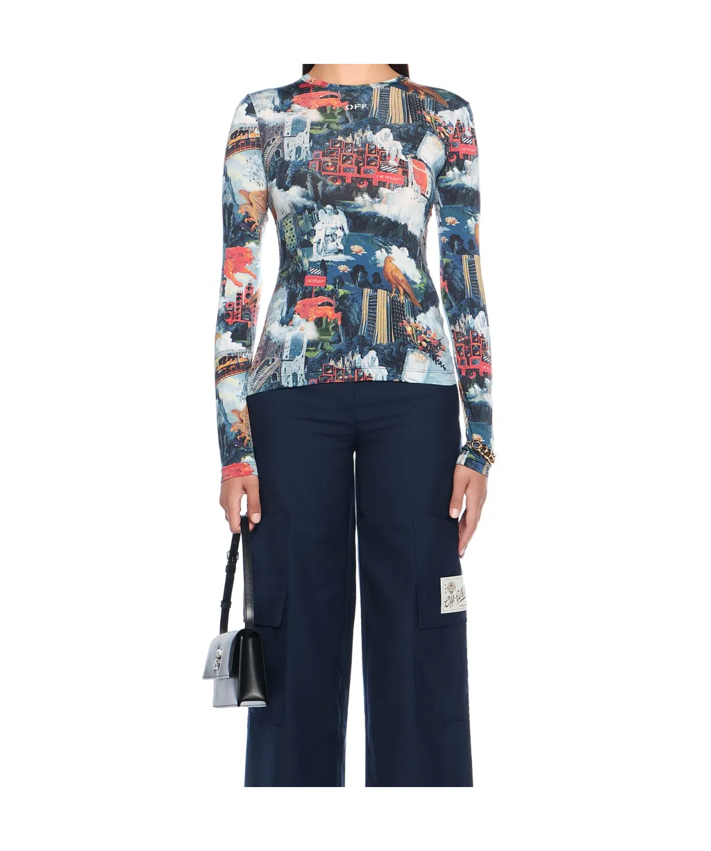 All-Over Printed Crewneck Top