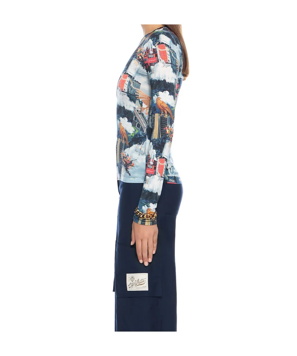 All-Over Printed Crewneck Top
