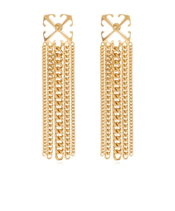 Logo Plaque Chained Earrings