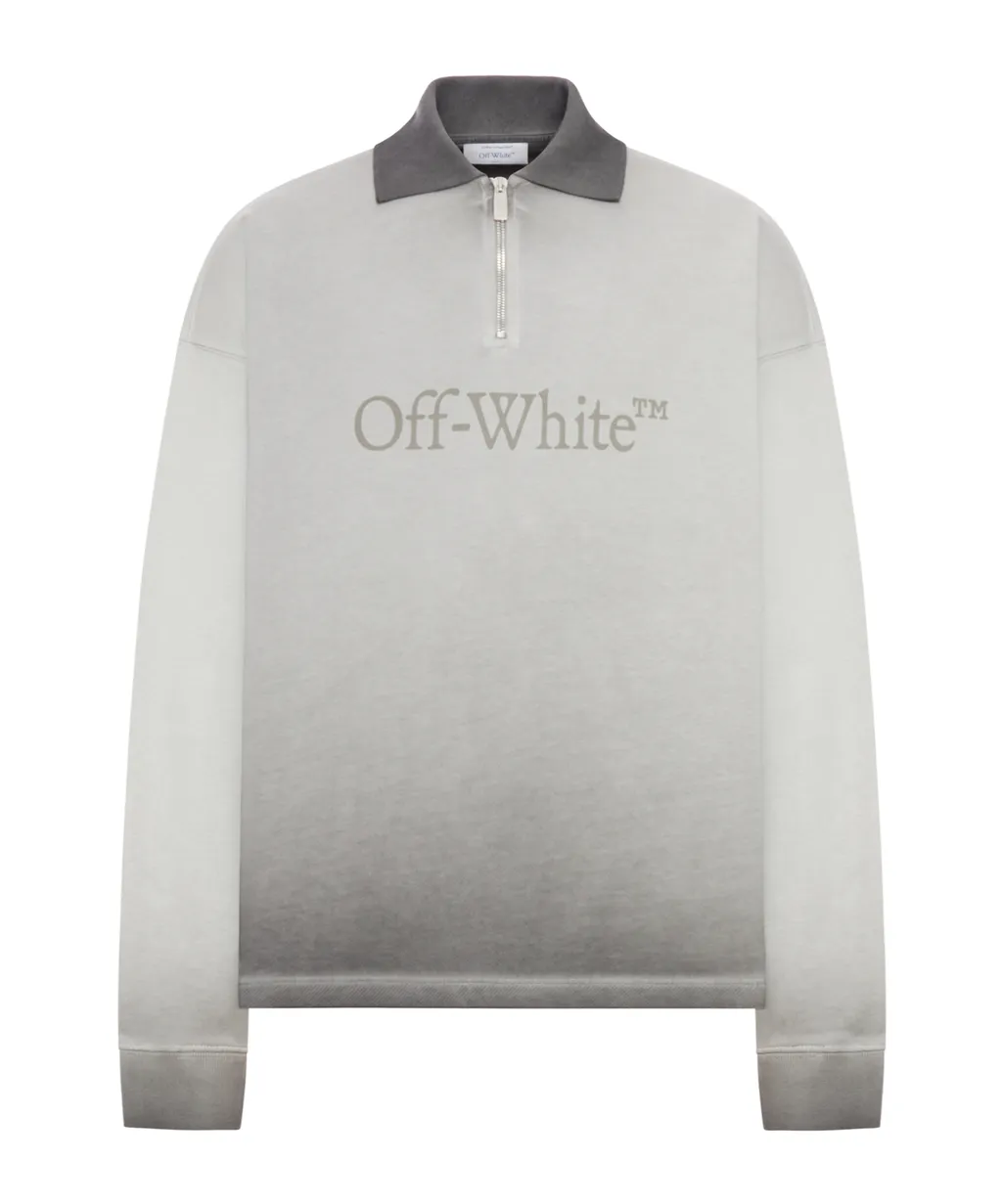 Quater-Zipped Long-Sleeved Polo Shirt
