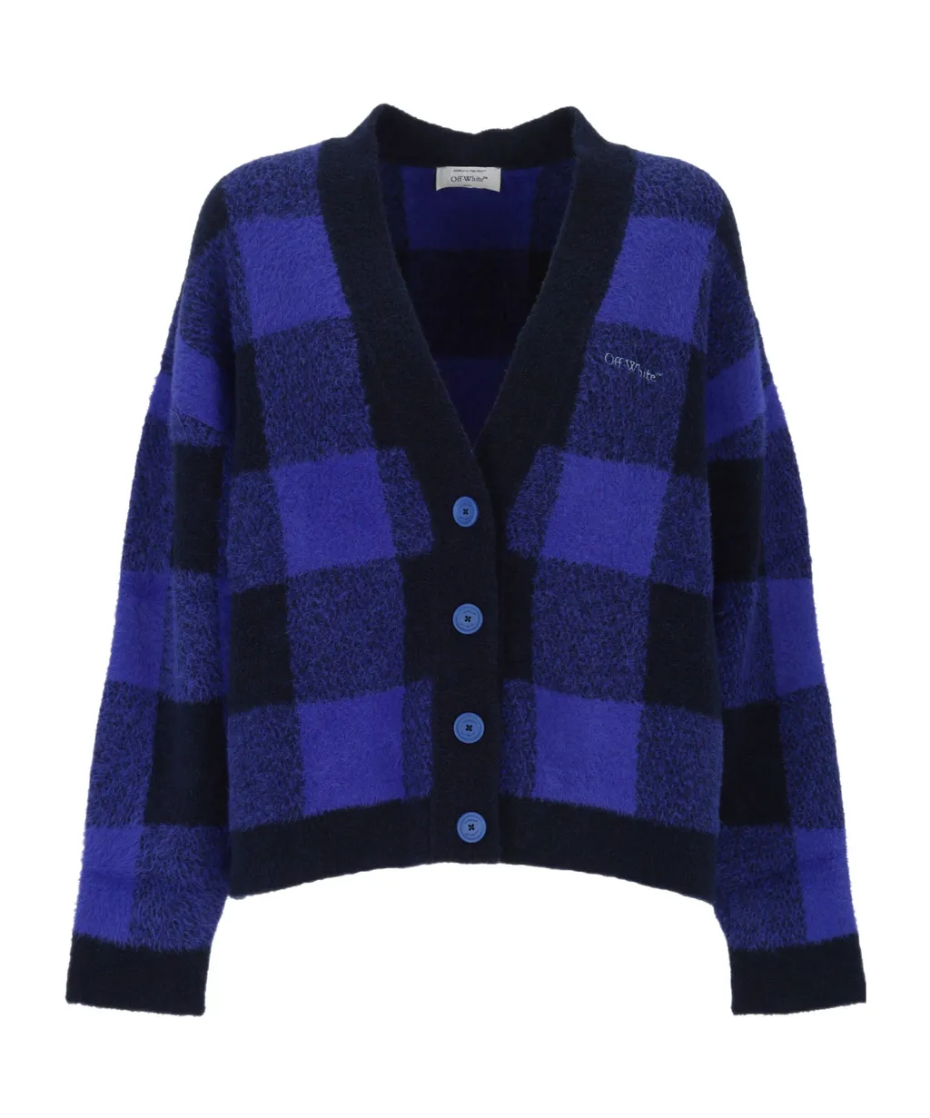 Checked Wool Cardigan