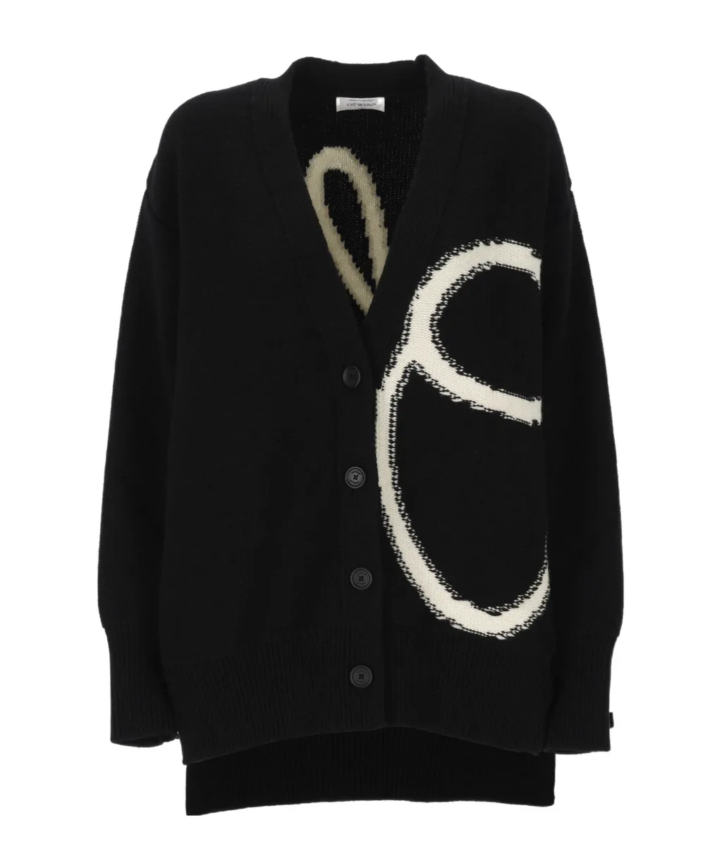 Logo-Intarsia Wool Cardigan