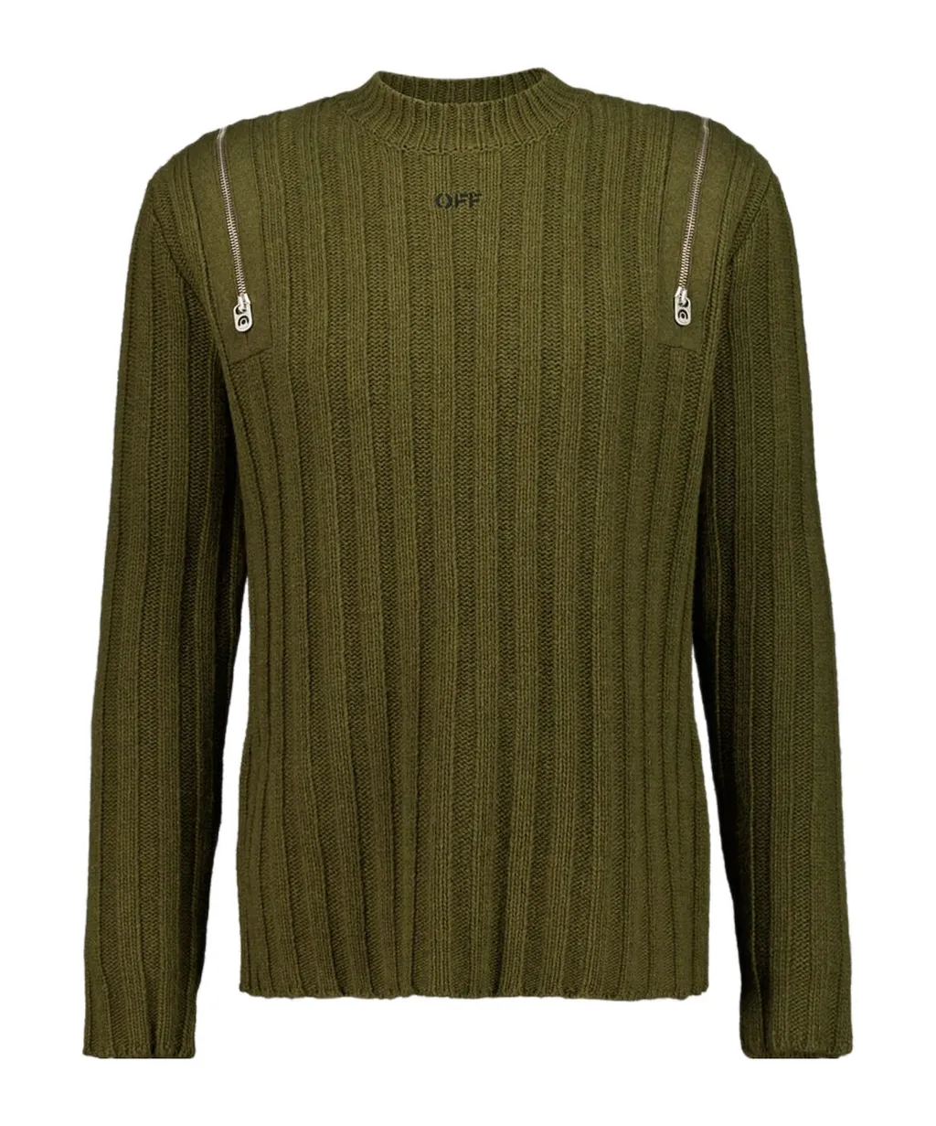 Zip Detailed Crewneck Jumper