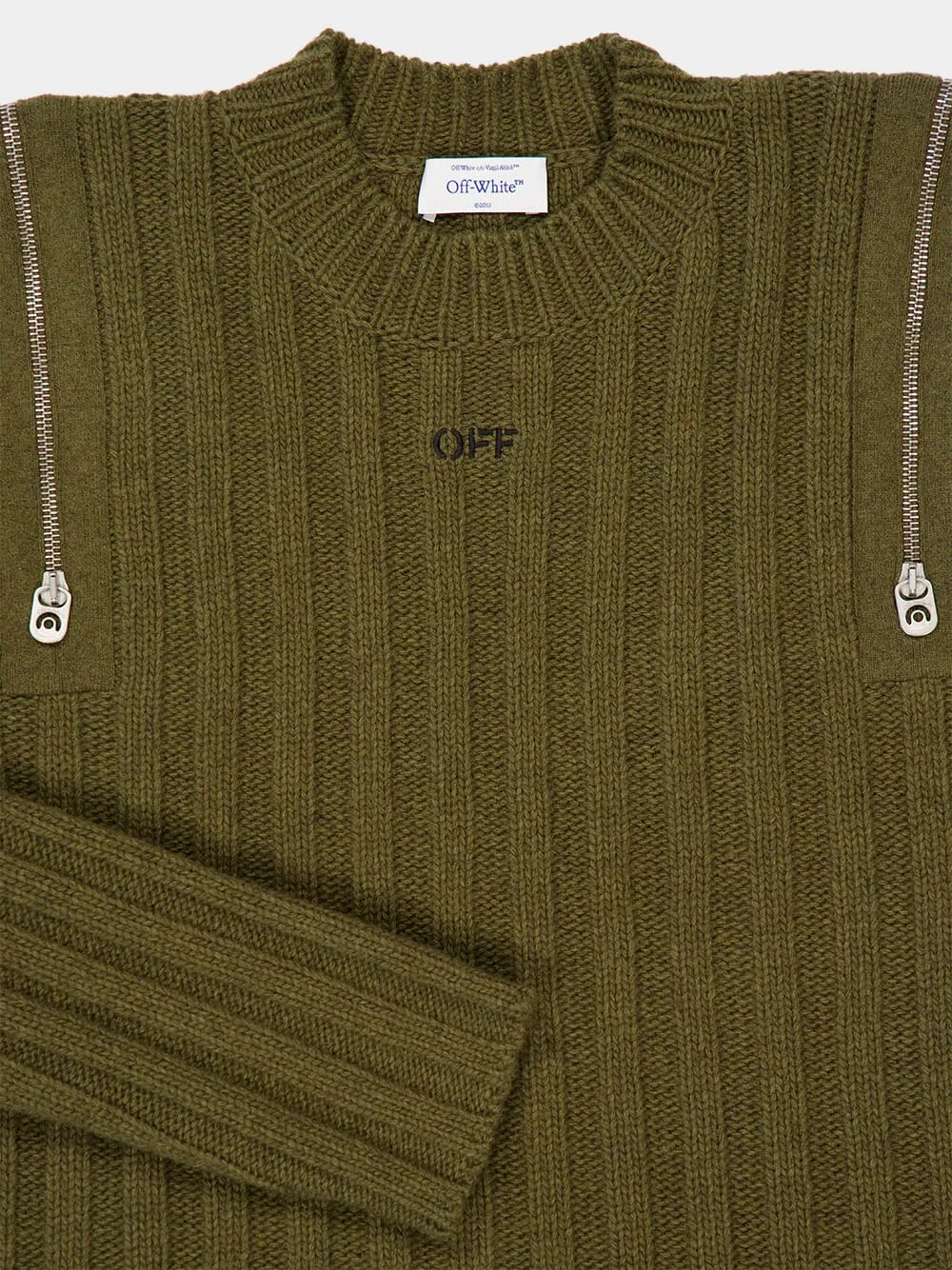 Zip Detailed Crewneck Jumper