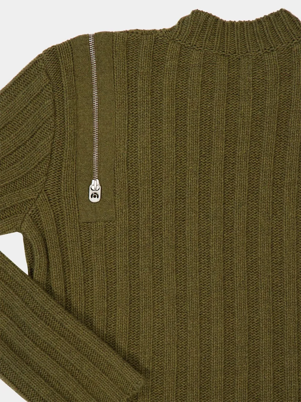 Zip Detailed Crewneck Jumper
