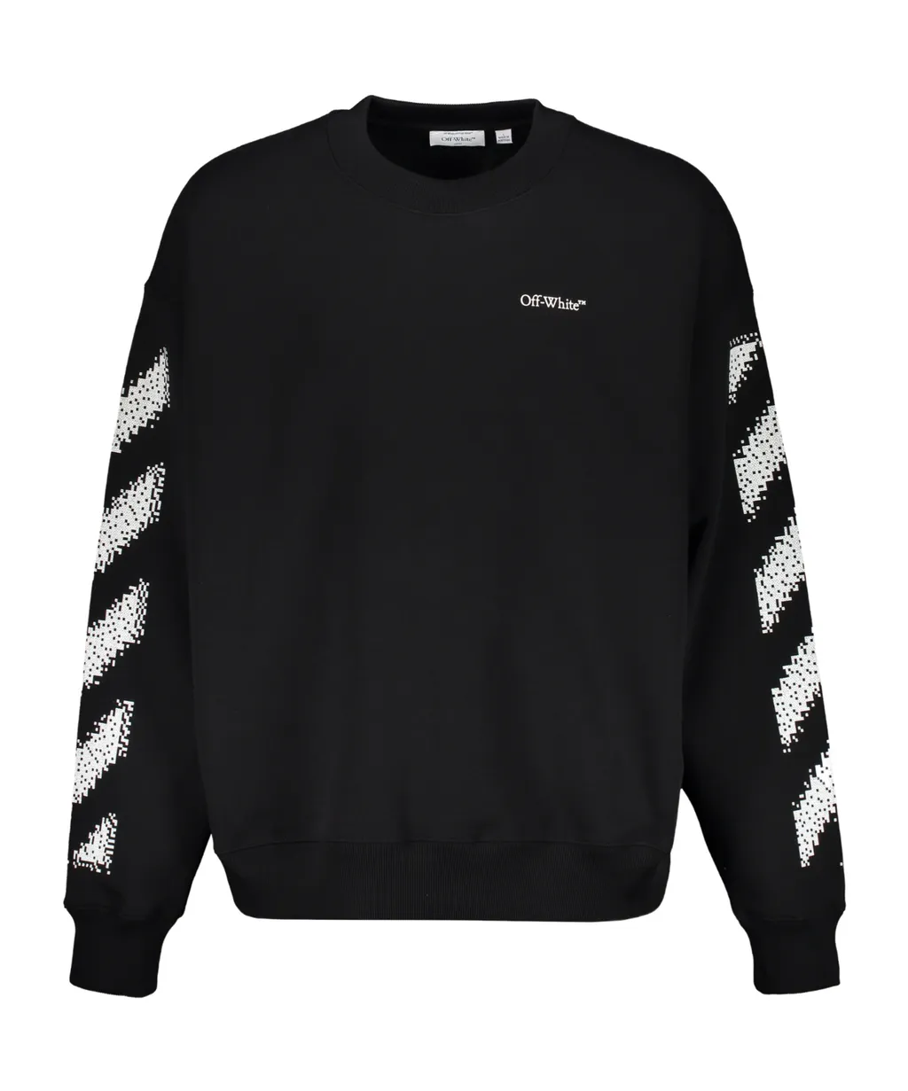 Diagonal-Stripes Crew-Neck Sweatshirt