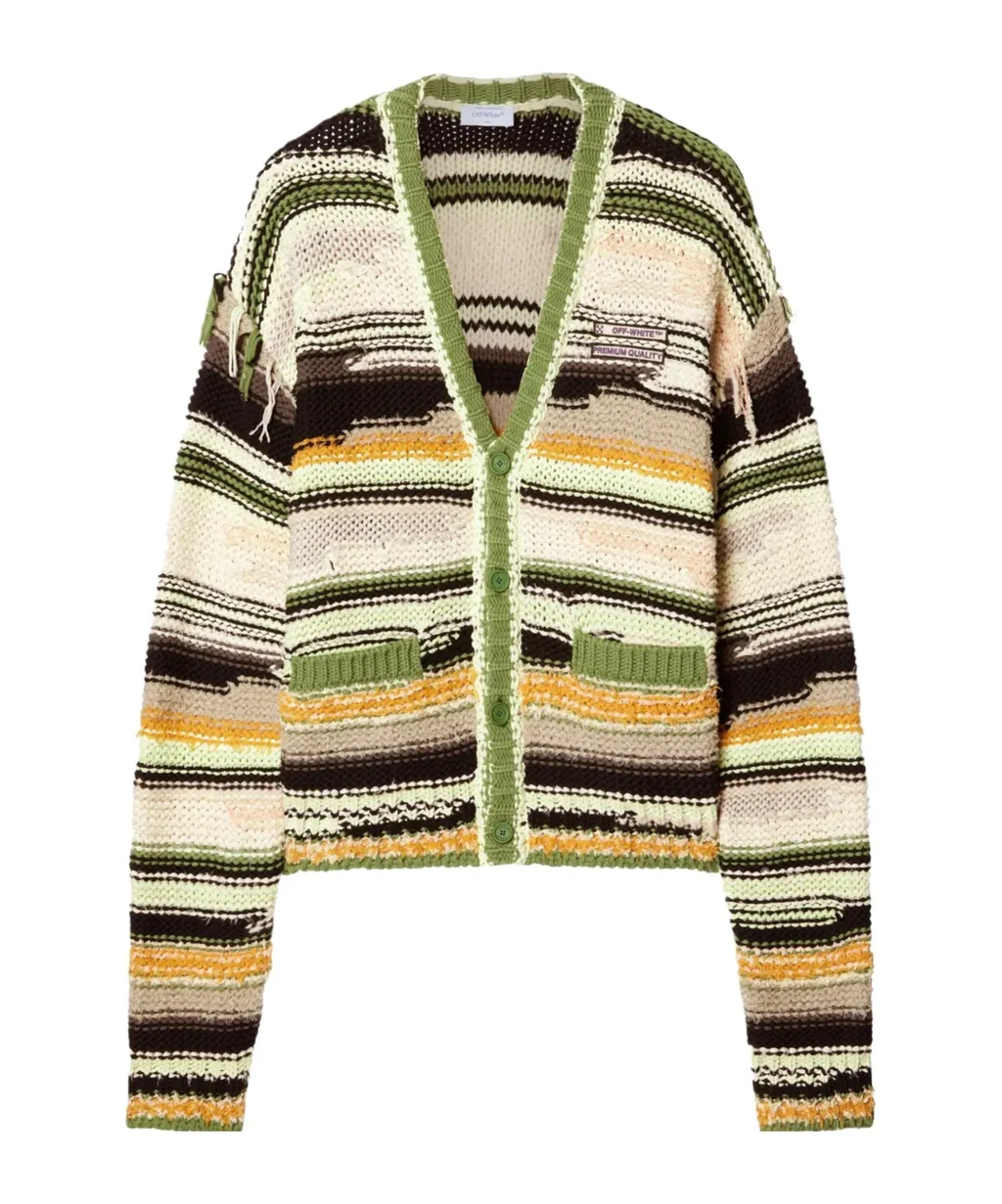 Striped V-Neck Knitted Cardigan
