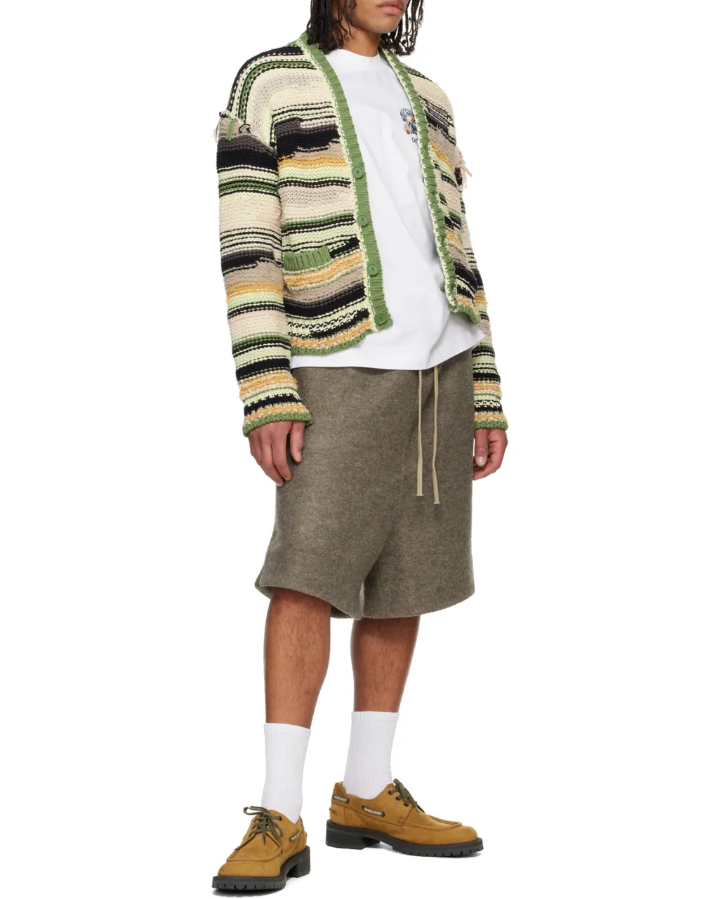 Striped V-Neck Knitted Cardigan