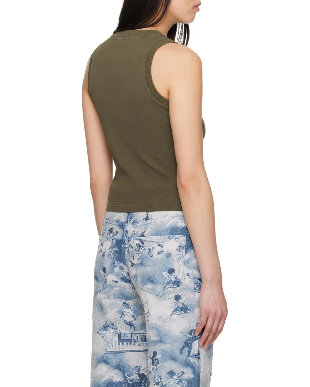 Logo Embroidered Ribbed Tank Top