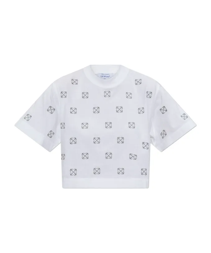 All-Over Logo Cropped T-Shirt