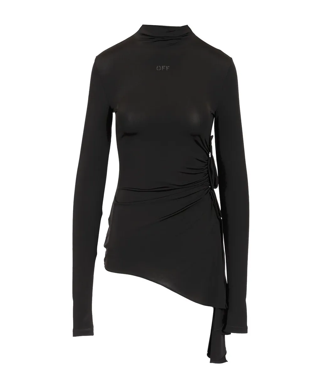 Draped High Neck Mini Dress