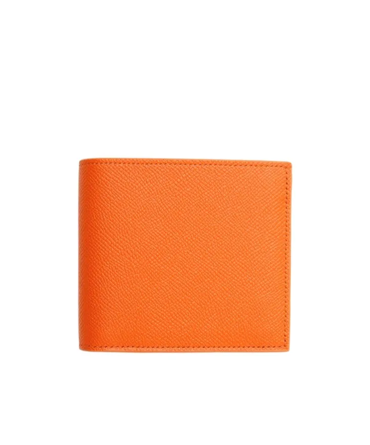 Bi-Fold Wallet With Coin Compartment In Grained Calfskin