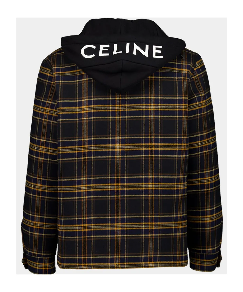 Hooded Overshirt In Checked Cotton