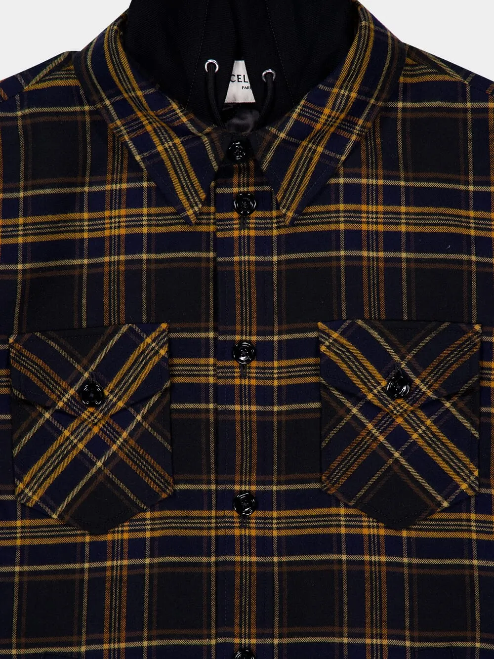 Hooded Overshirt In Checked Cotton