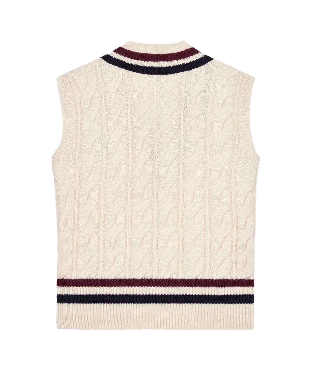 Triomphe V-Neck Cable-Knit In Cashmere