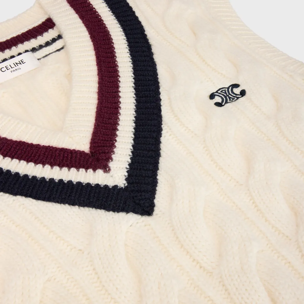 Triomphe V-Neck Cable-Knit In Cashmere