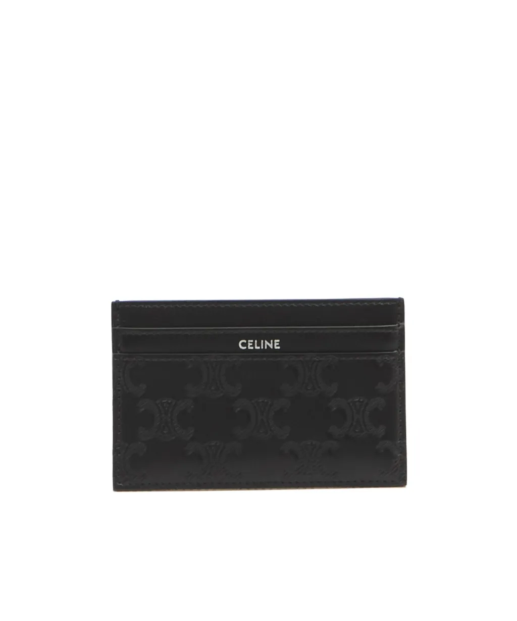 Card Holder In Calfskin With Triomphe Embossed