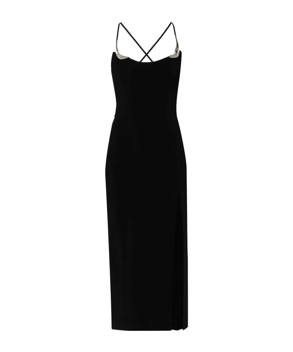 Metallic Detail Slit Dress