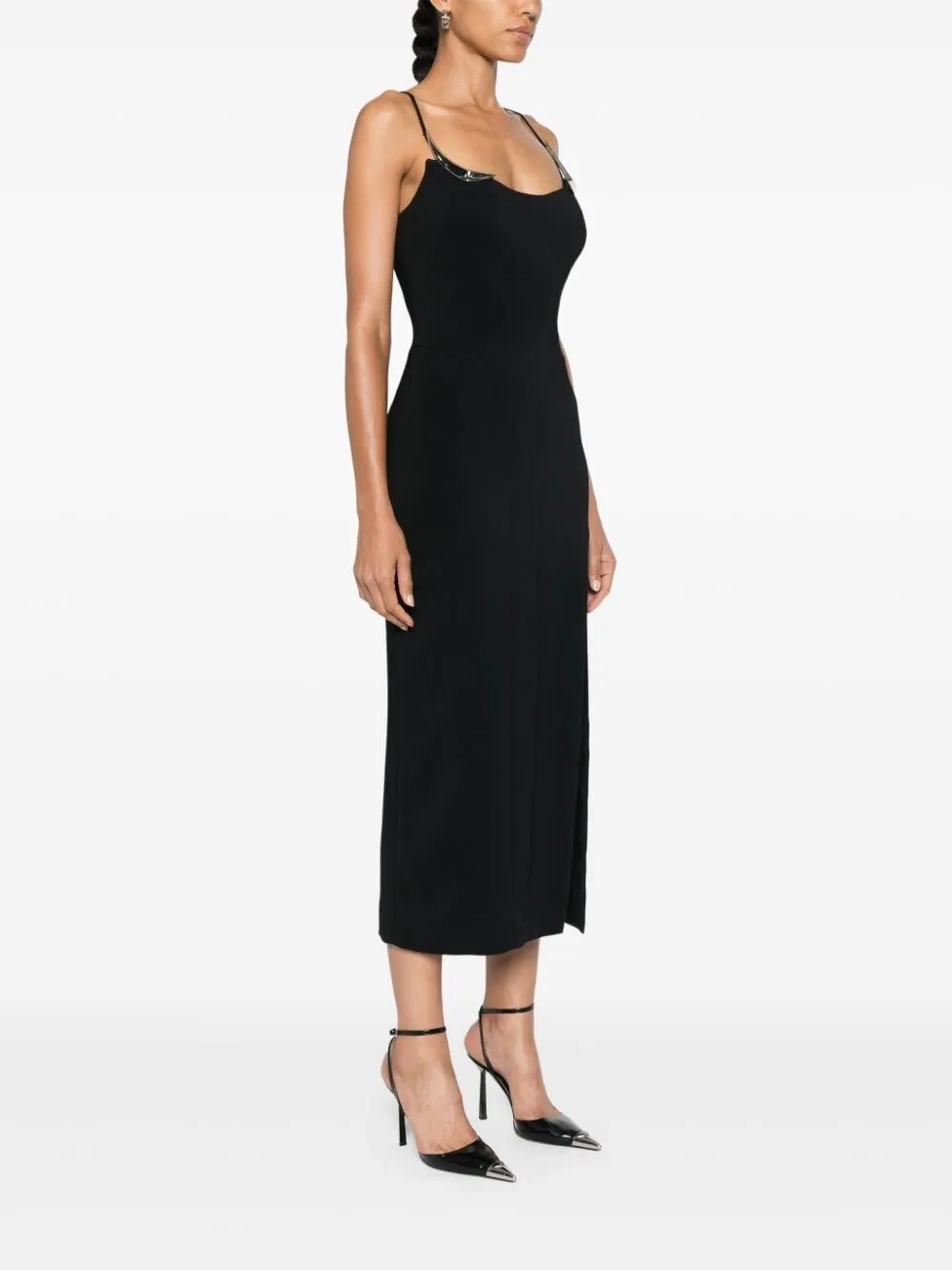 Metallic Detail Slit Dress