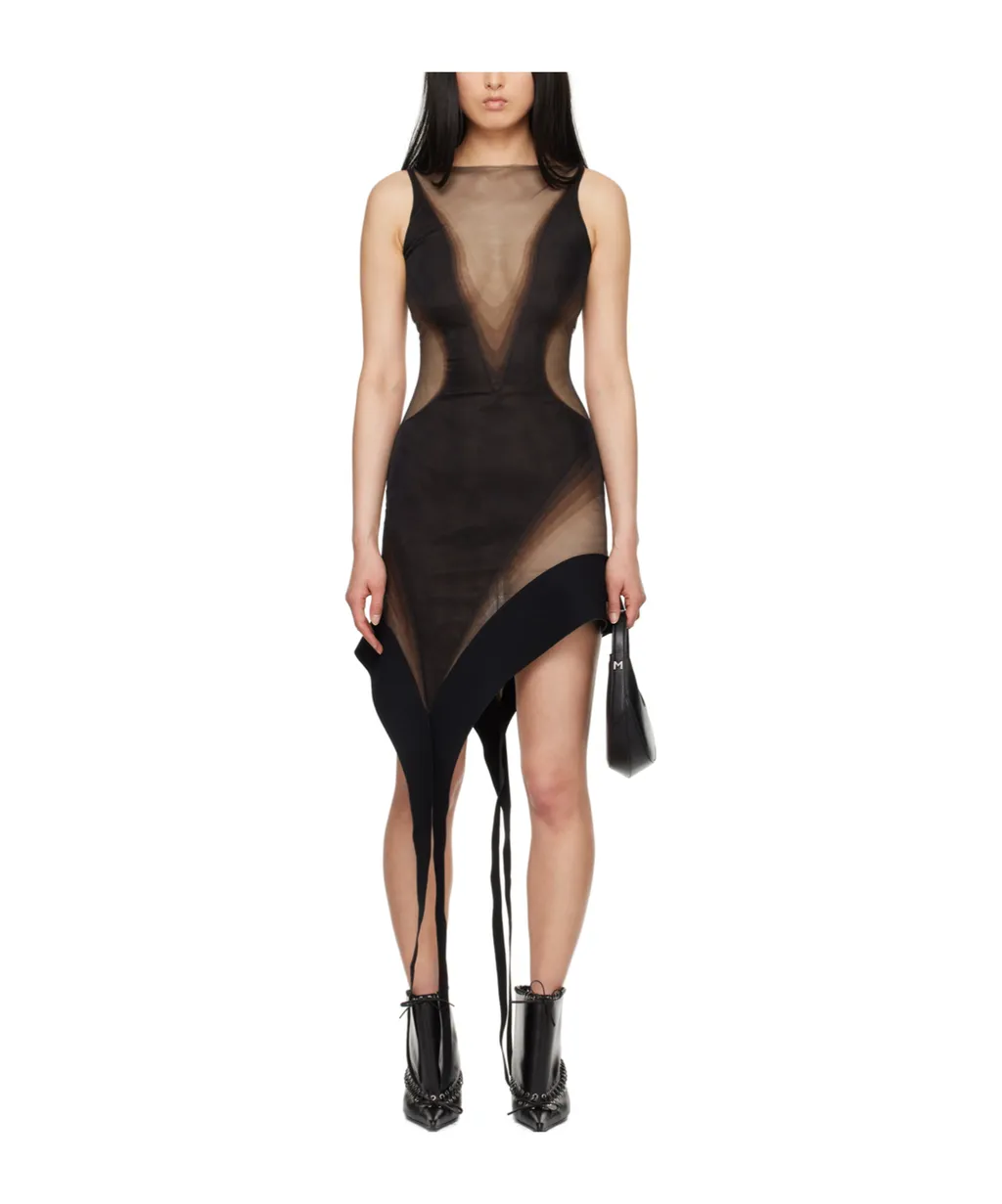 Asymmetric Mesh Minidress