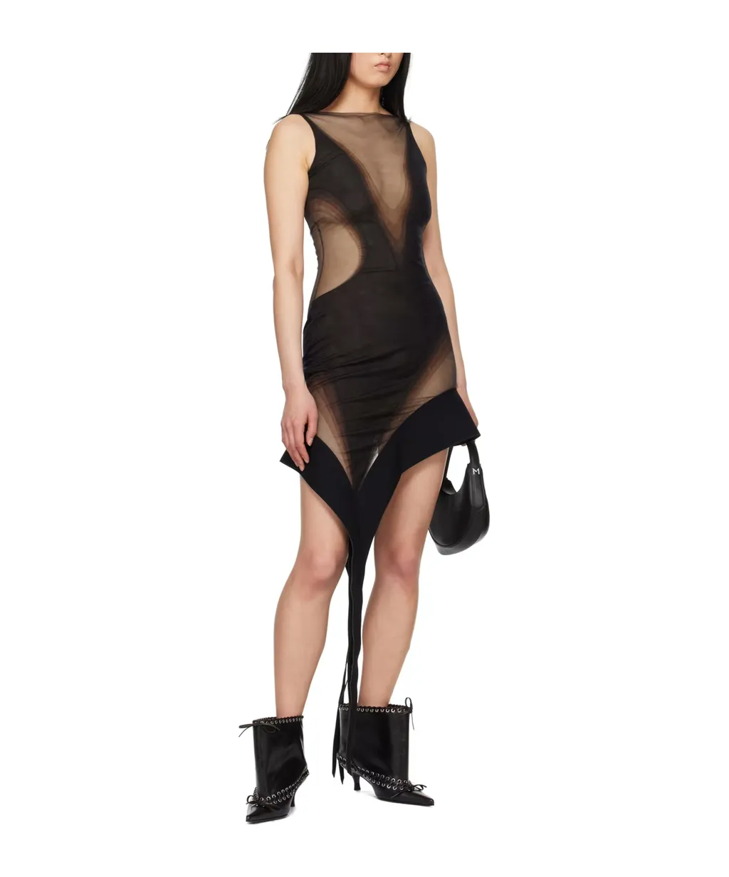 Asymmetric Mesh Minidress