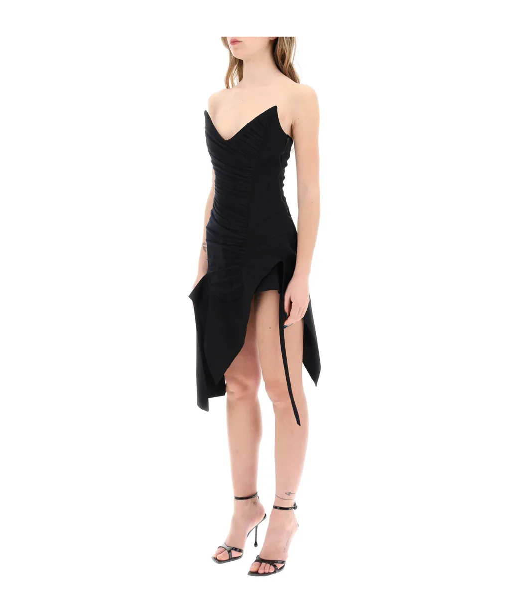 Asymmetric Ruched Bustier Dress