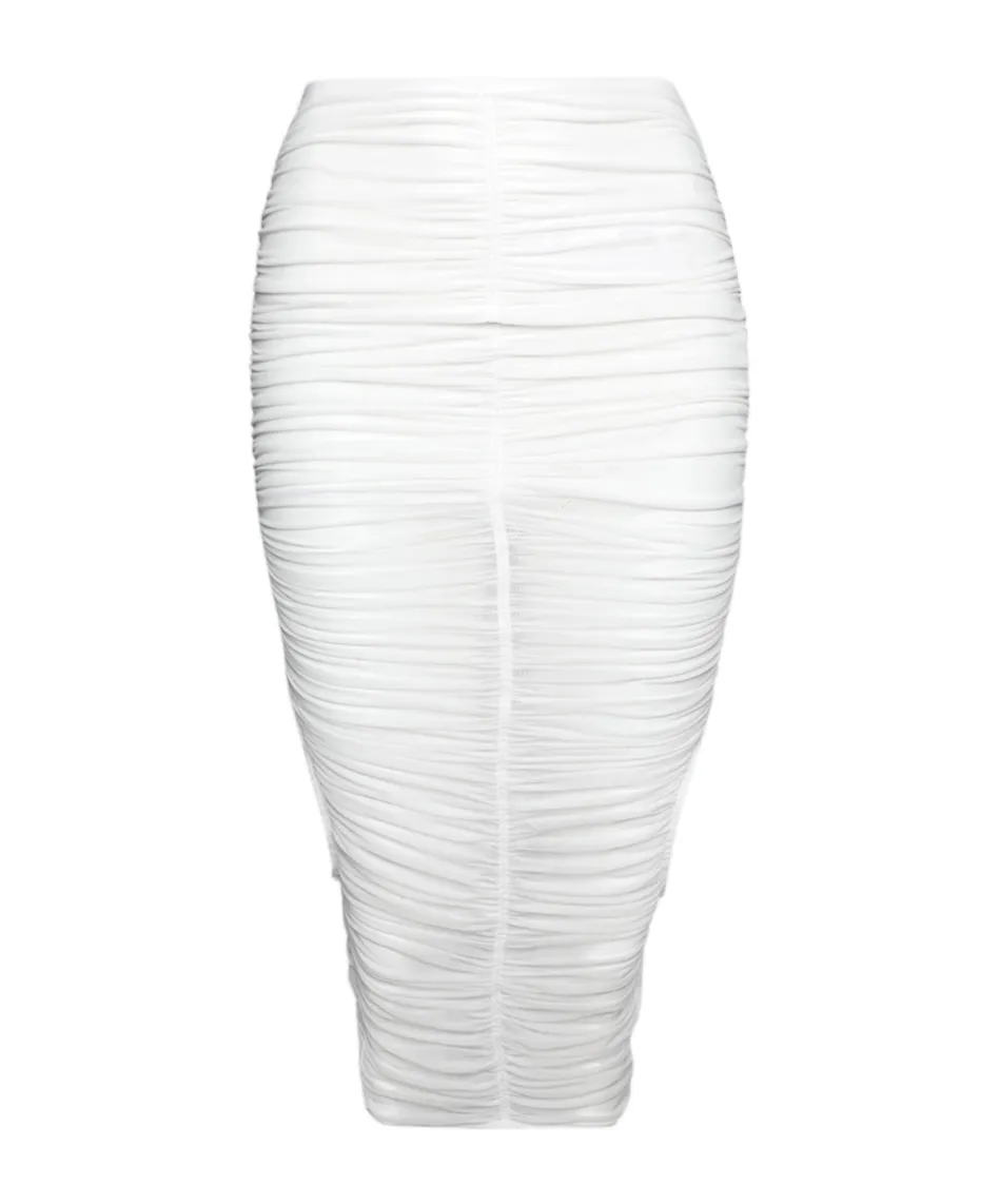 Mesh Ruched Midi Skirt