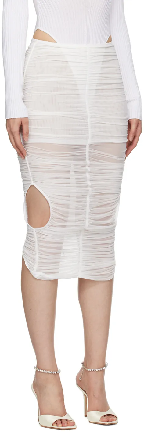 Mesh Ruched Midi Skirt
