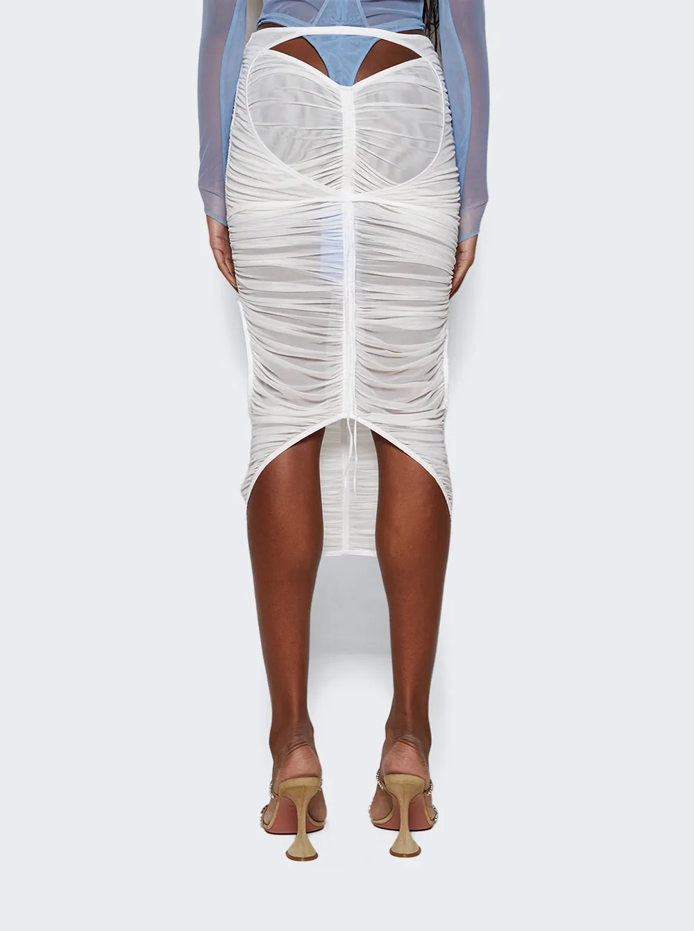 Mesh Ruched Midi Skirt