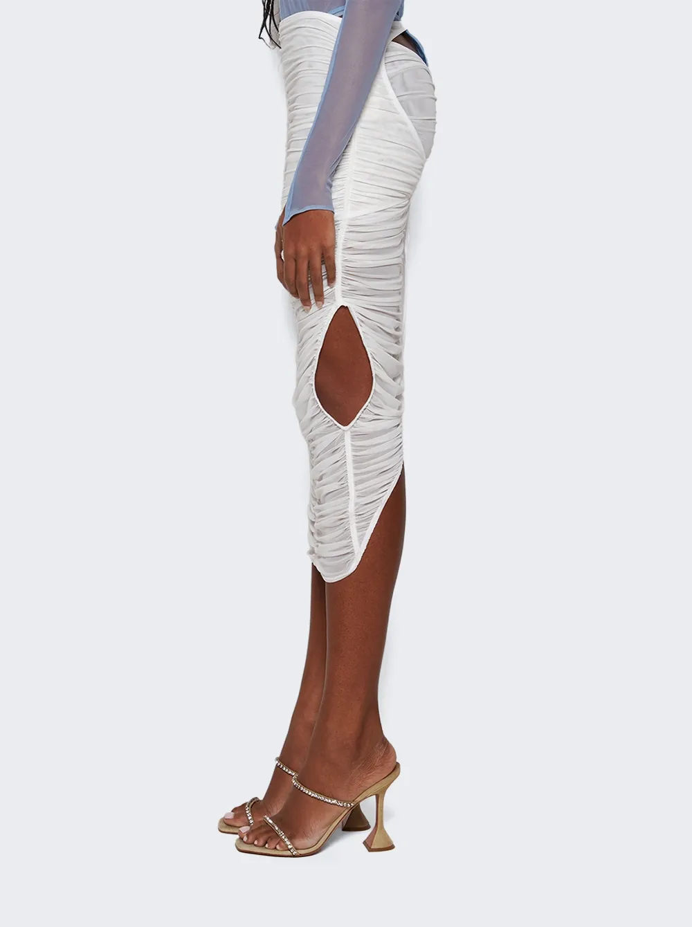 Mesh Ruched Midi Skirt