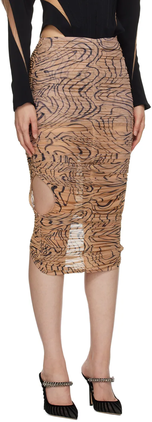 Mesh Ruched Midi Skirt