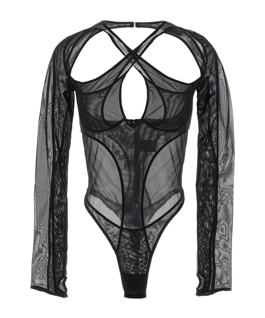 Sheer Panelled Cut-Out Bodysuit