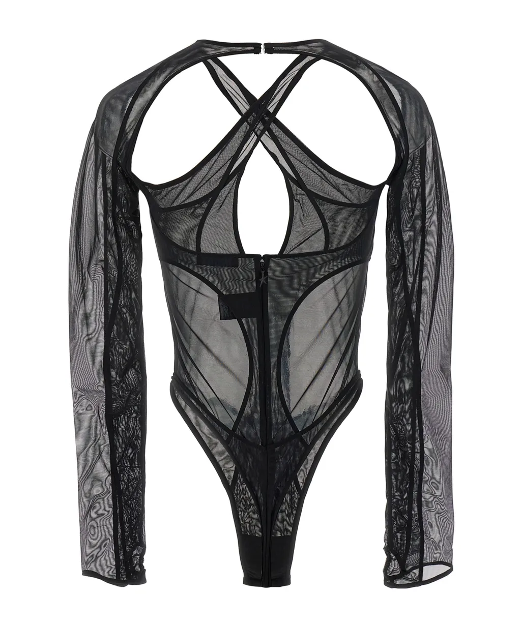 Sheer Panelled Cut-Out Bodysuit