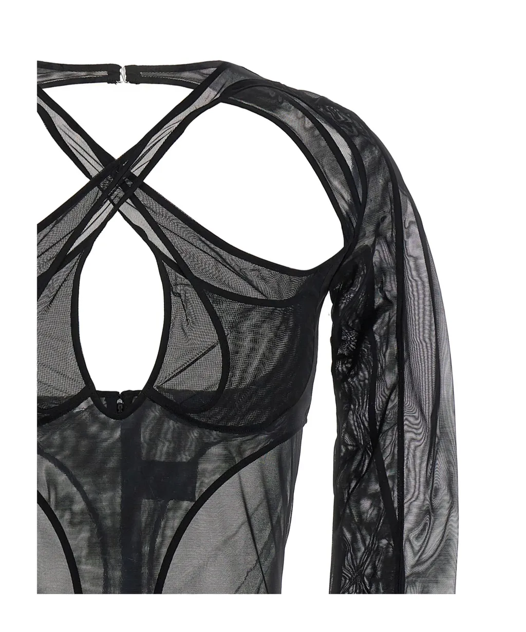 Sheer Panelled Cut-Out Bodysuit