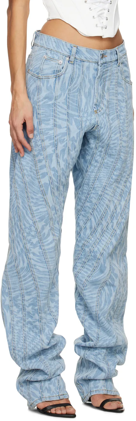 Star Print Tapered Jeans