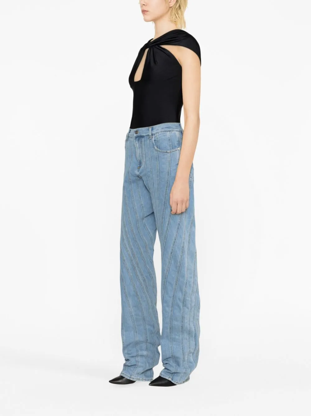Multi-Seam Stretch Spiral Jeans