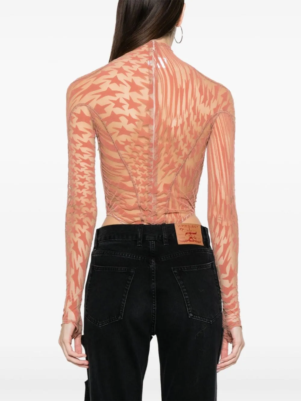 Star-Print Mesh Bodysuit