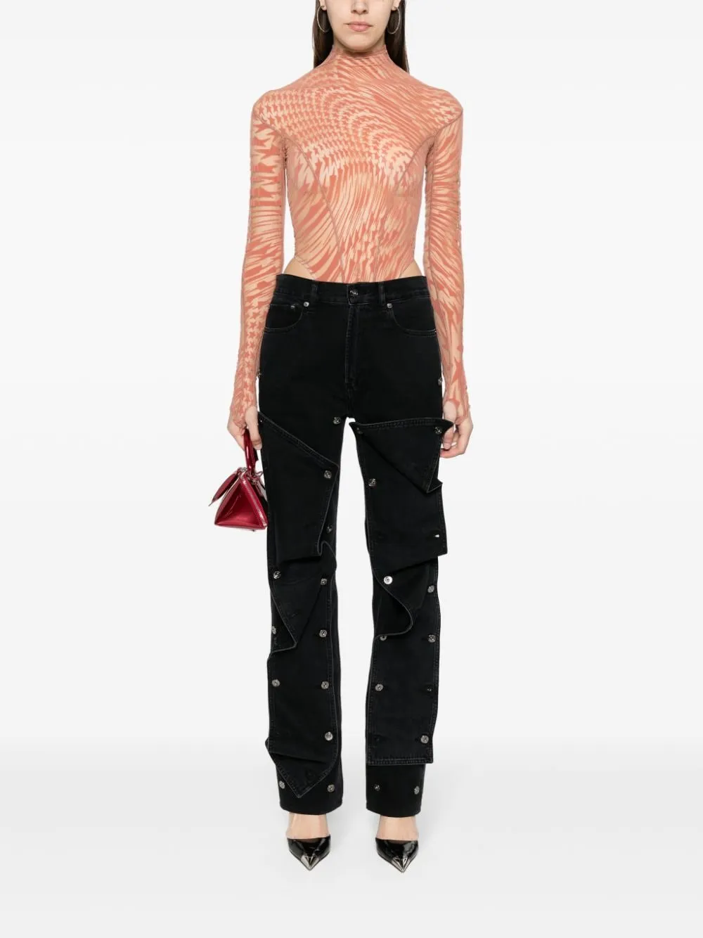 Star-Print Mesh Bodysuit