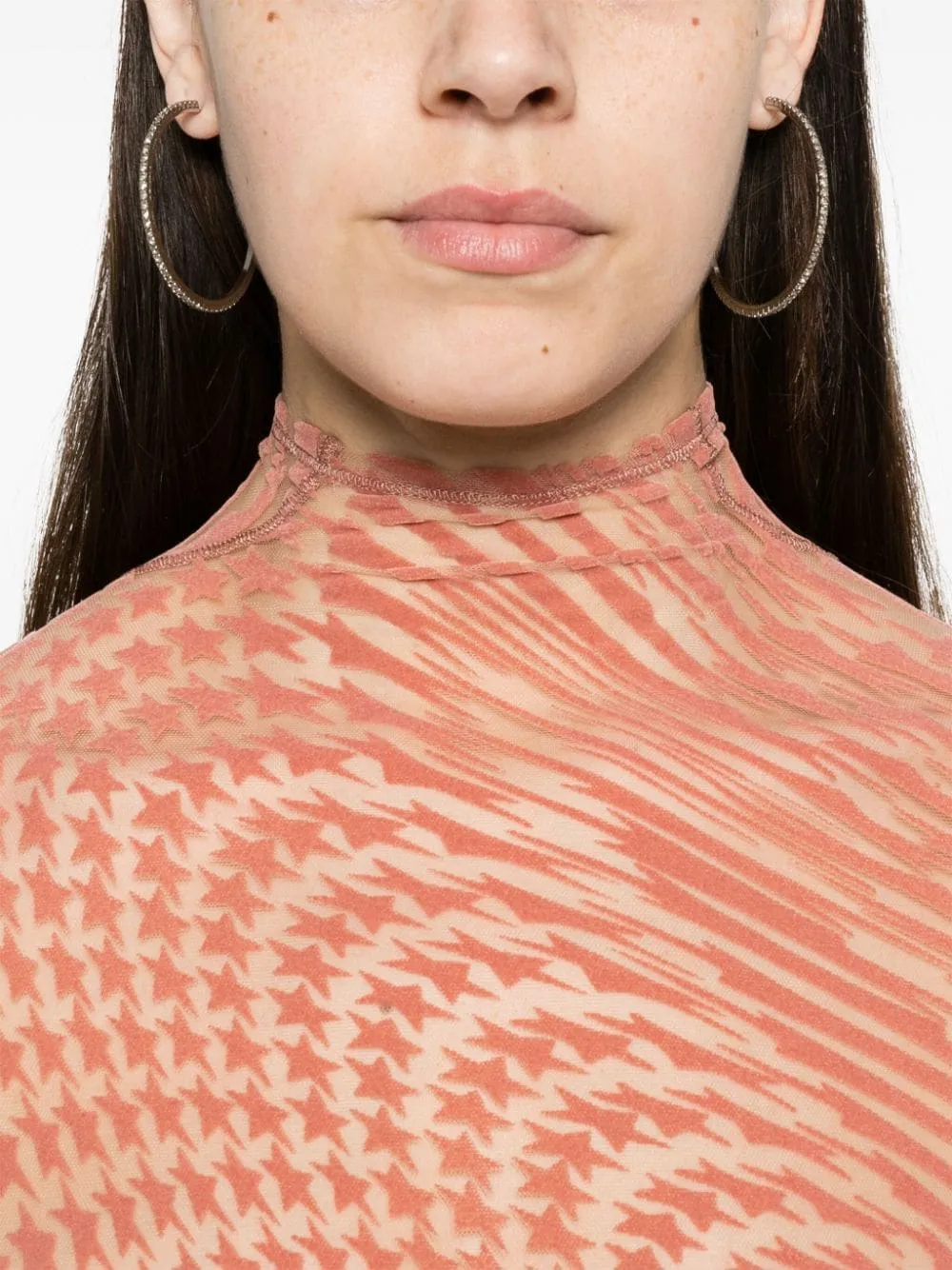 Star-Print Mesh Bodysuit