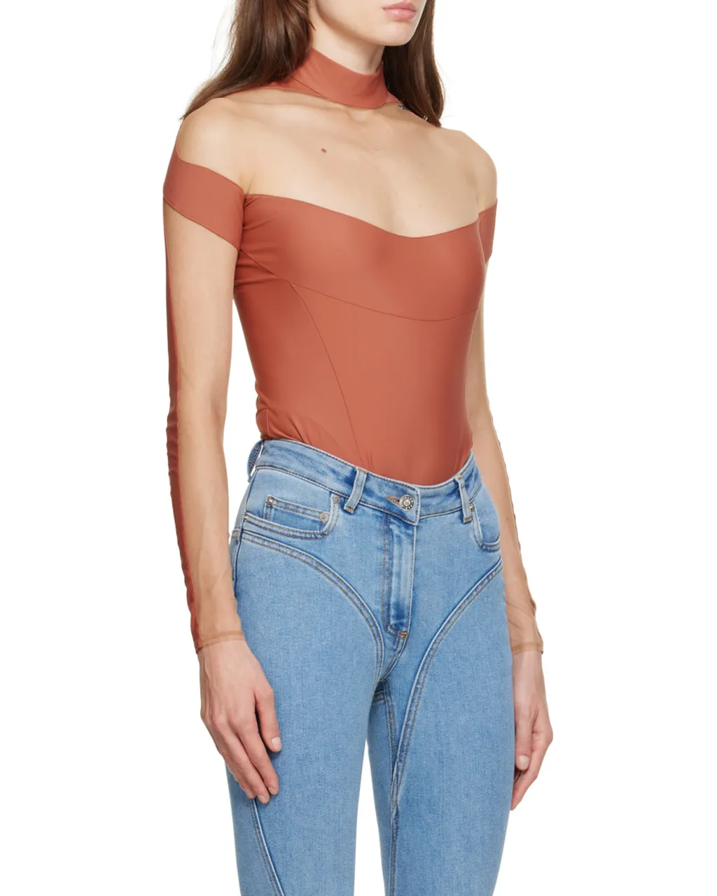Small High-Neck Zipper One-Piece