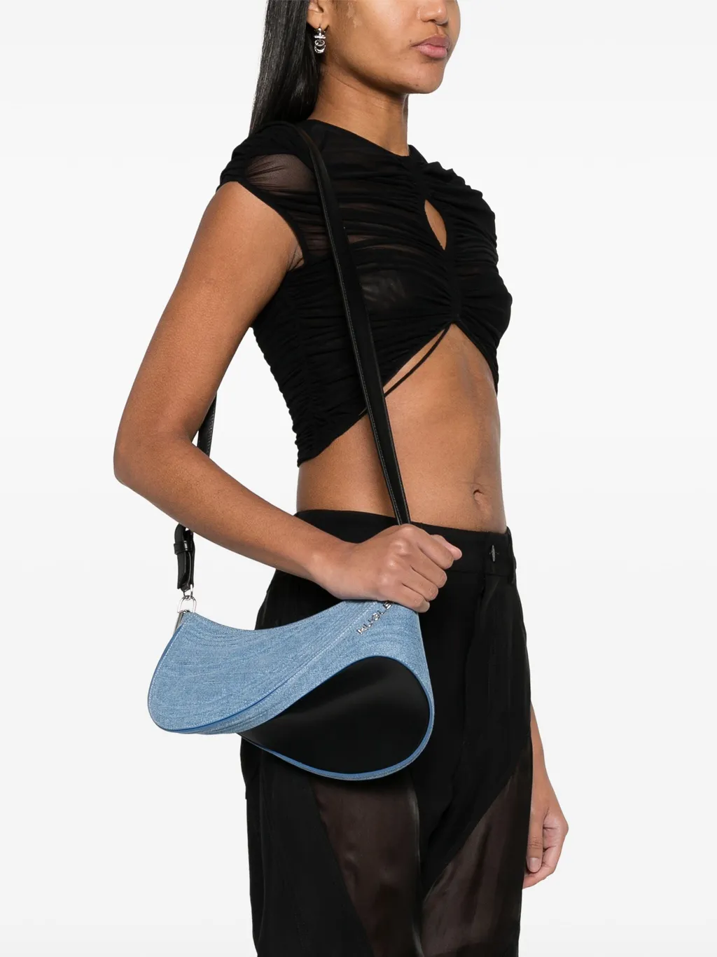 Medium Denim Spiral Curve 01 Denim Shoulder Bag