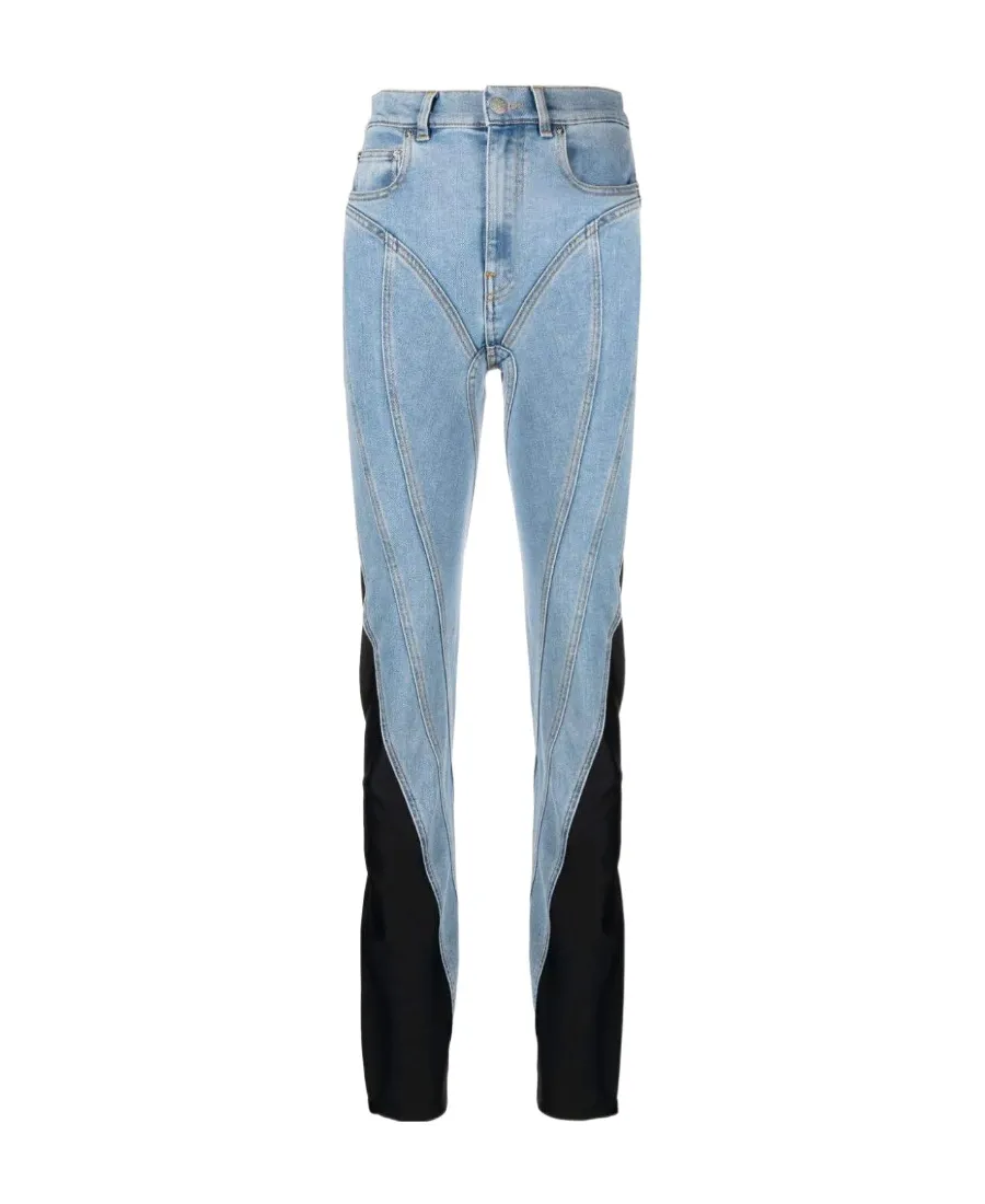Contrast-Panel Slim-Fit Jeans