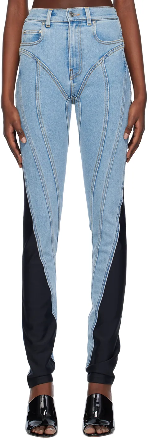 Contrast-Panel Slim-Fit Jeans